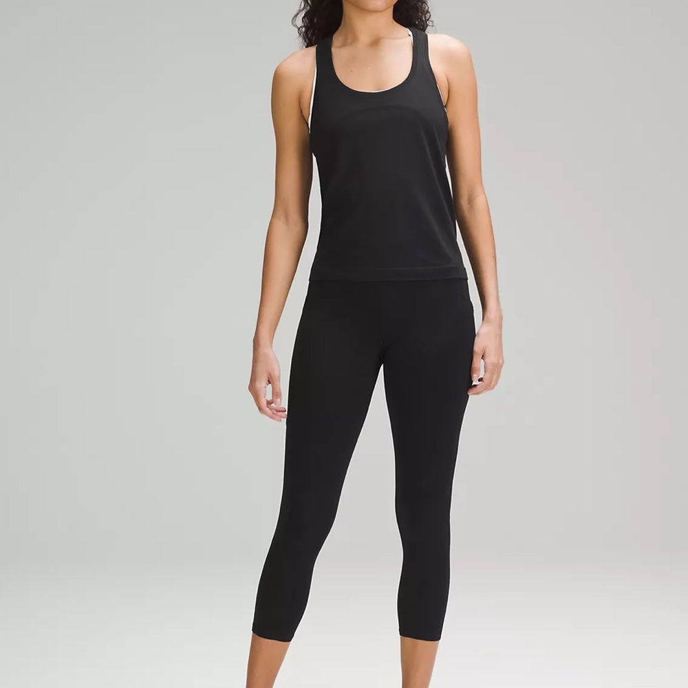 Lululemon Fast and Free High-Rise Crop 23" Black Leggings with Pockets
